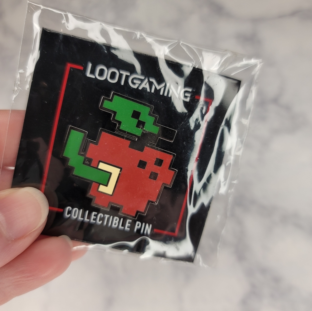 Loot Crate Gaming Pin Pixelated Apple with Worm